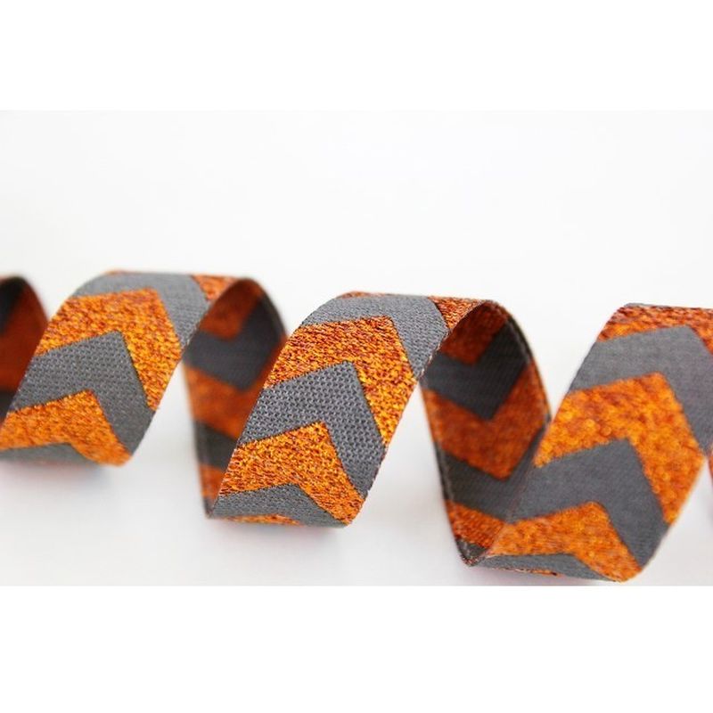 Webband Farbenmix Chevron Kupfer/Grau