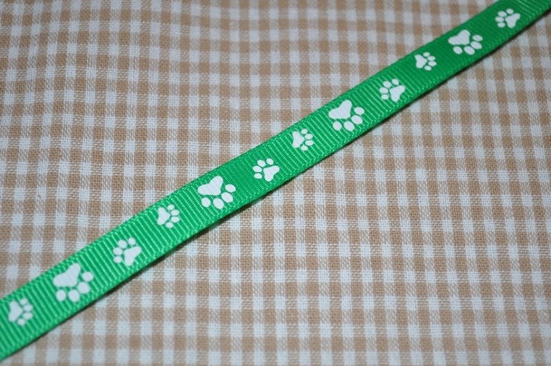 Ripsband Pfoten 10mm grün