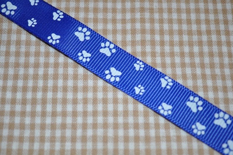 Ripsband Pfoten 15mm royalblau