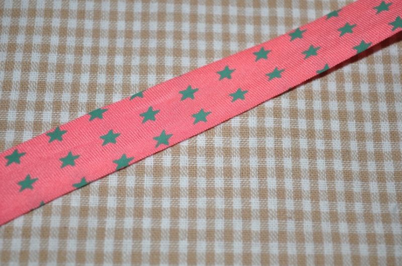 Schrägband gefalz Sterne rosa/grün