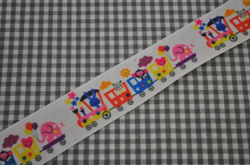 Ripsband Tierzug weiß