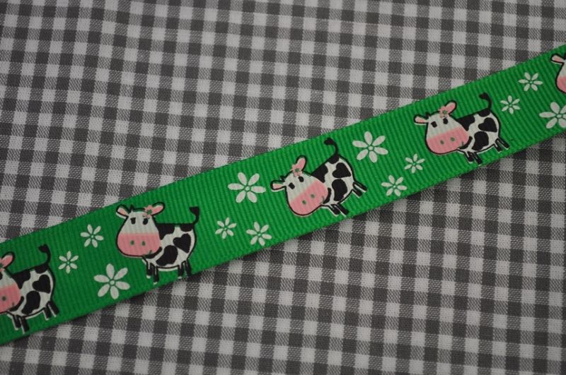 Ripsband Kühe grün