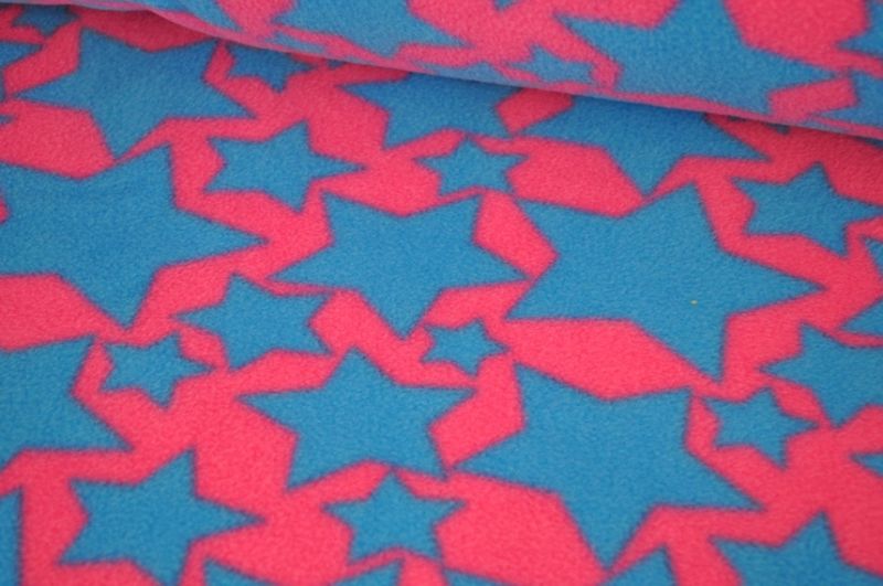 Fleece sterne pink/türkis