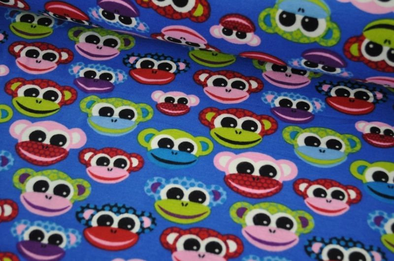 Jersey Lustige Affen Köpfe royalblau