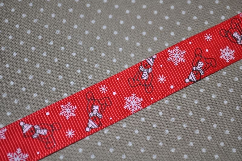 Ripsband Winterbär rot