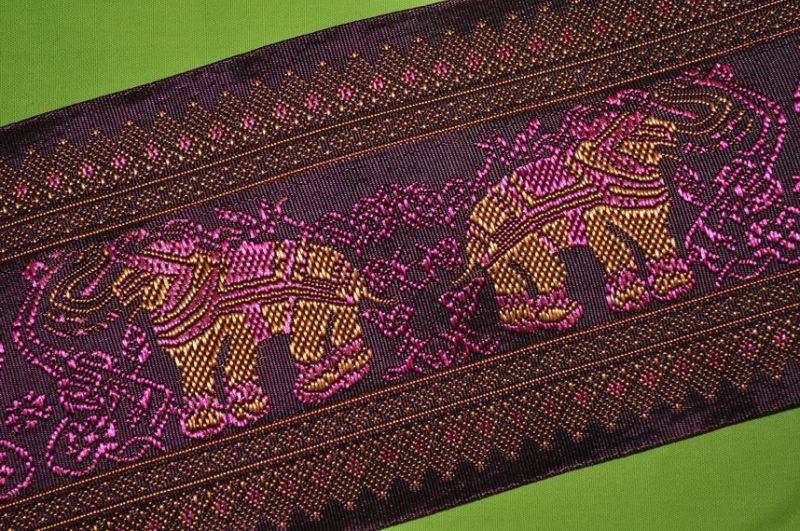 Webband Jaquard Elefant lila 10cm