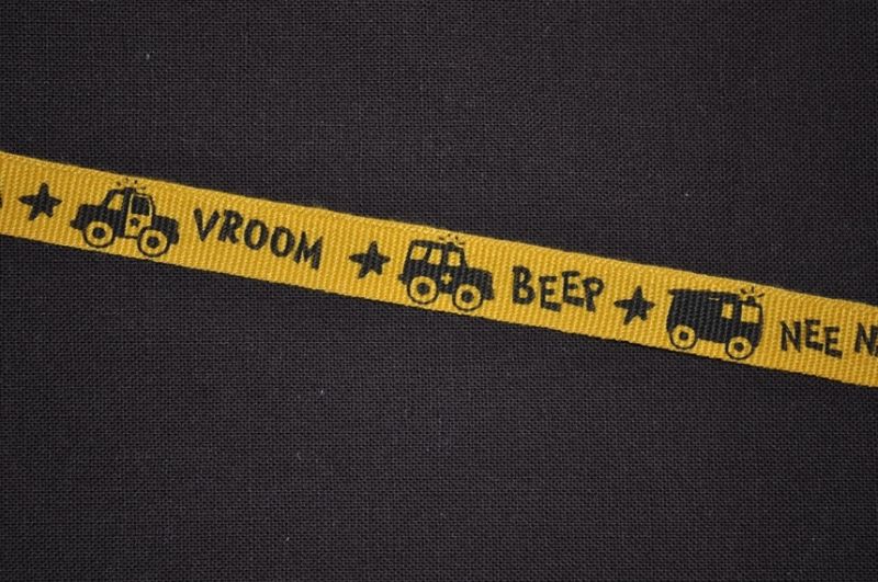 Ripsband Autos Beep/vroom gelb