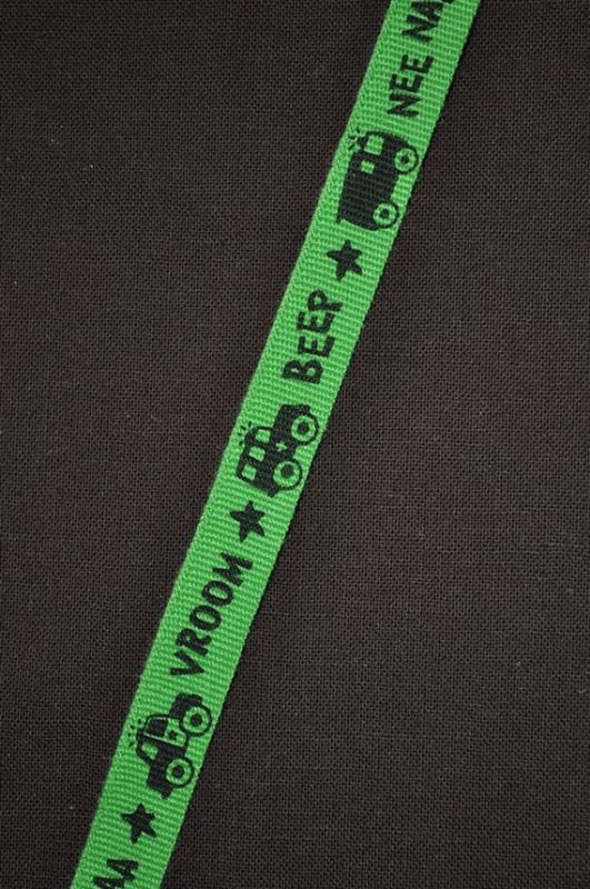 Ripsband Autos Beep/vroom grün