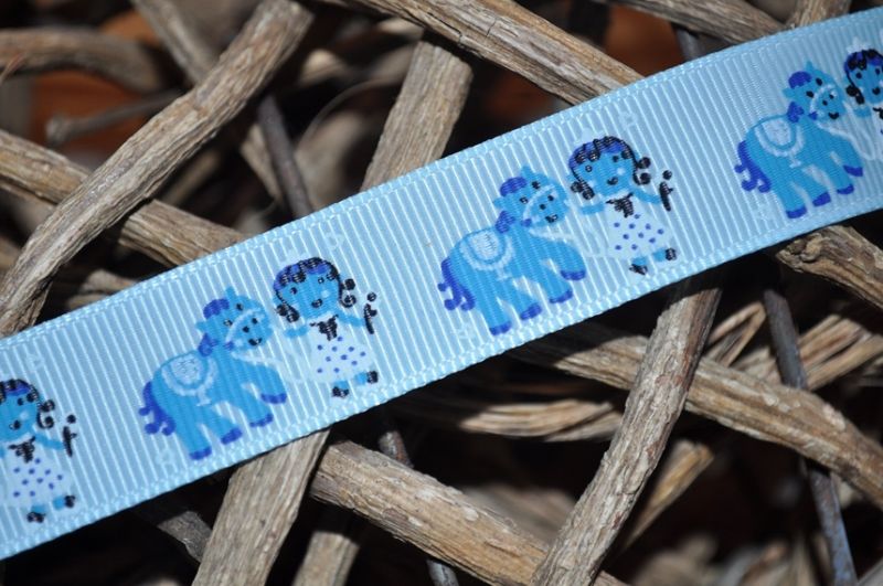 Ripsband Pferde hellblau