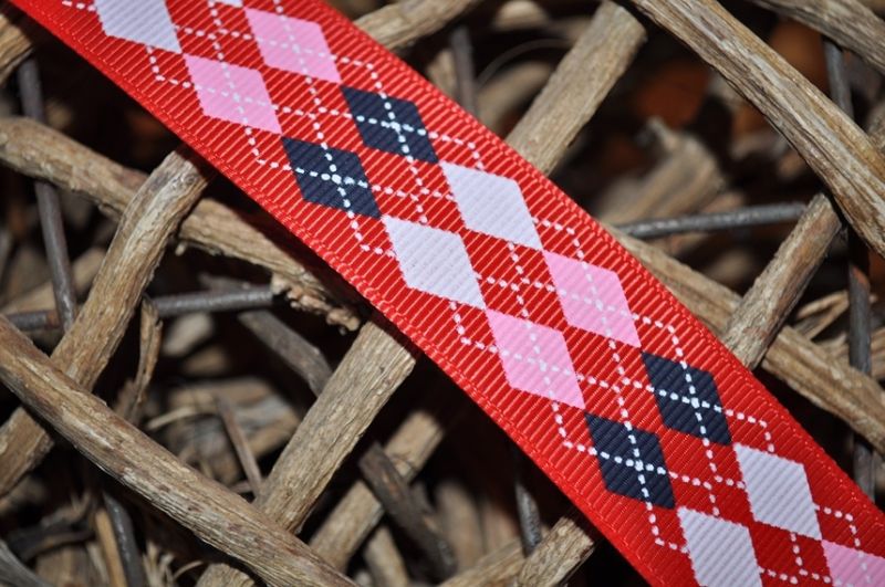 Ripsband Rauten breit rot