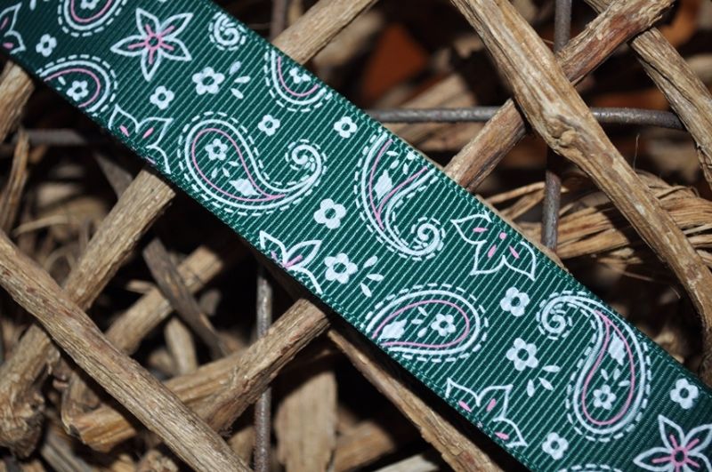 Ripsband Paisley breit dunkelgrün
