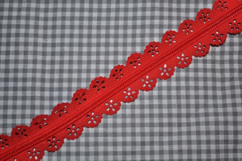 Endlosreißverschluss Spitze 3 mm rot
