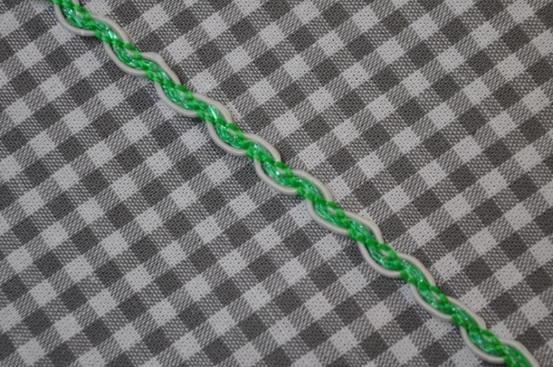 Zackenlitze / Kordel lurex 3mm grün/weiß