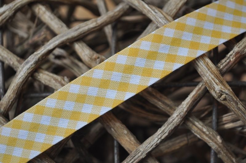 Schrägband maxi vichy karo gefalzt 18 mm gelb