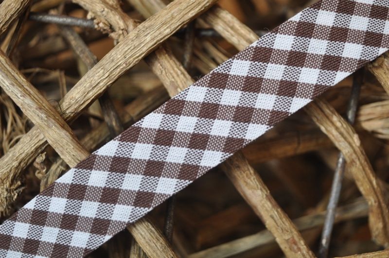 Schrägband maxi vichy karo gefalzt 18 mm dunkel...