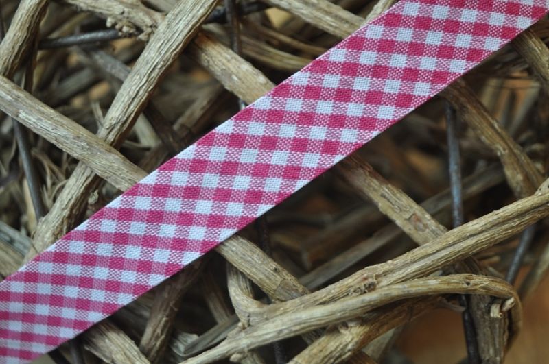 Schrägband mini vichy karo gefalzt 18 mm pink