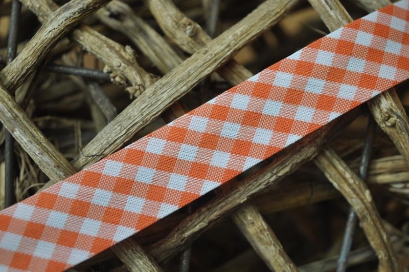 Schrägband maxi vichy karo gefalzt 18 mm orange