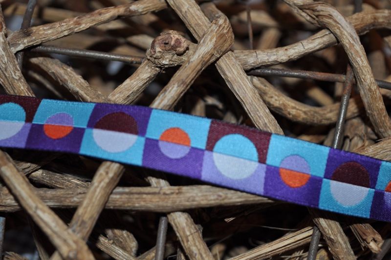 Webband Tante Ema Kreise Retro lila/blau