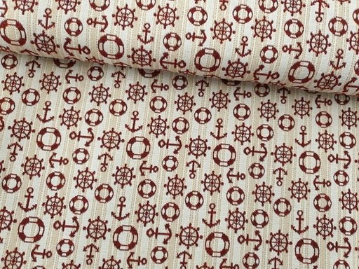 Dekostoff/Polsterstoff Anker/Rettungsring rot