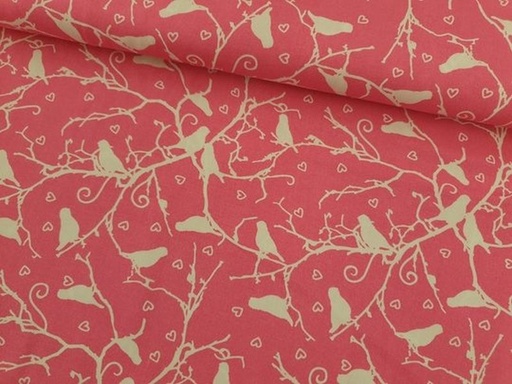 Viskose Blusenstoff Vögel pink