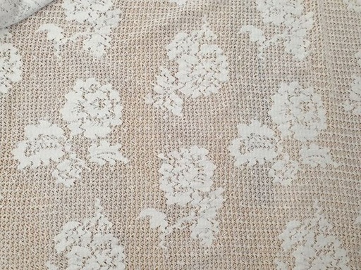 Polyester Strick/Spitze Rosen weiß elastisch