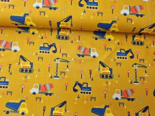 Baumwolle Constructio Vehicles Senf
