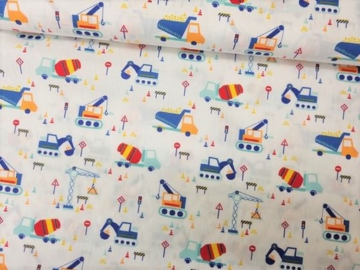 Baumwolle Constructio Vehicles Weiß