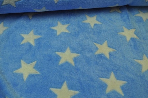 Mikrofleece Sterne hellblau/ecru