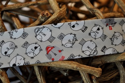 Schrägband Piratenkatze gefalzt 18 mm creme