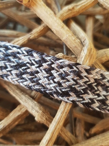 Baumwoll Kordel flach schwarz/creme/grau 18mm