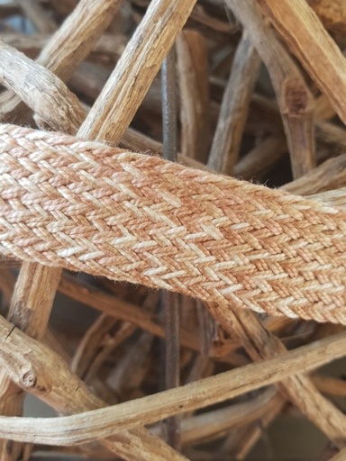 Baumwoll Kordel flach creme/ecru/hellbraun 18mm