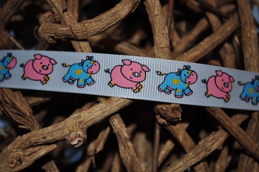 Ripsband Bauernhof weiß