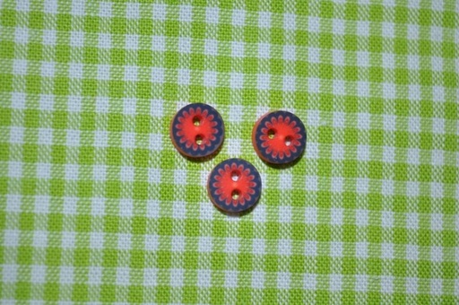 Knopf Tante Ema Blümchen mini Rot