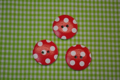 Holz Knopf Dots rot