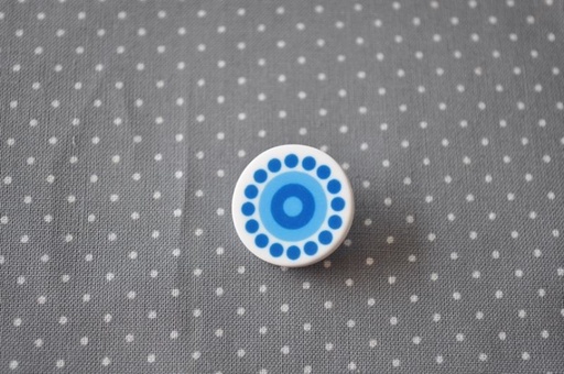 Knopf Tante Ema Blumen groß blau