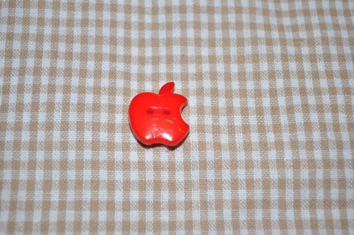 Knopf Bitten Apple mittel rot 2cm