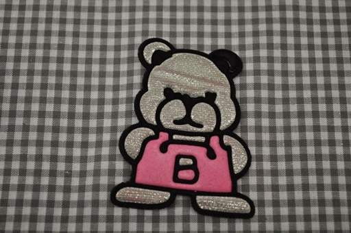 applikation bügelbild glitzer bär rosa