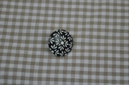 Knopf Tante Ema Blumenmuster schwarz