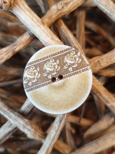 Polyesterknopf Rosen Shabby creme 23mm