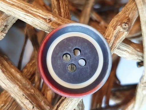 Polyesterknnopf 4-Loch navy/rot 15mm
