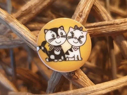 Knopf Steinbeck Katze Miau 1 senf