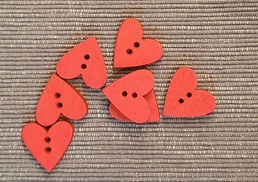 Holzknopf Herz klein rot 6