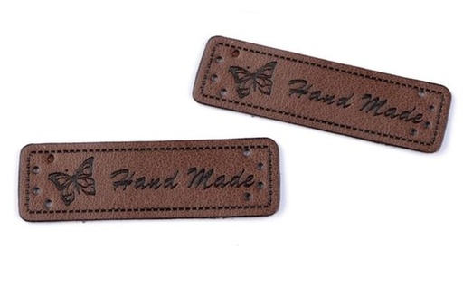 Ekoleder Etikett Handmade dunkelbraun 3