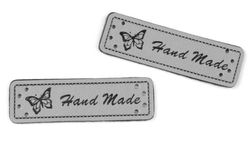 Ekoleder Etikett Handmade grau 2