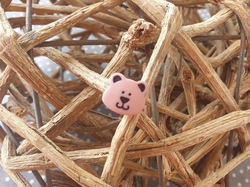 Polyesterknopf Bär Kopf rosa