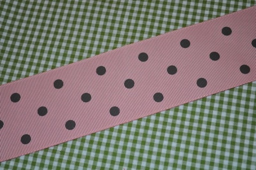 Ripsband Dots rosa/braun 50mm