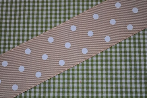 Ripsband Dots hellbraun/weiß 50mm