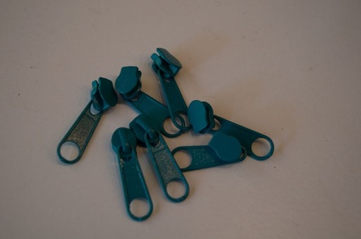 Schieber/Zipper 3 mm Reißverschluss türkis/blau
