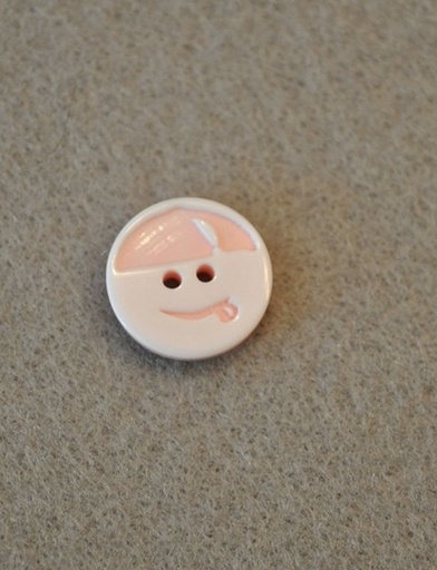 Polyester Knopf 2-Loch Smiley rosa