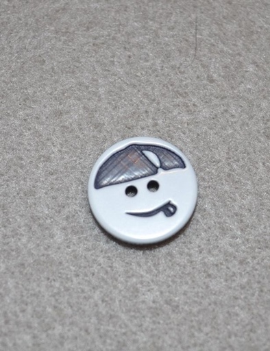 Polyester Knopf 2-Loch Smiley schwarz